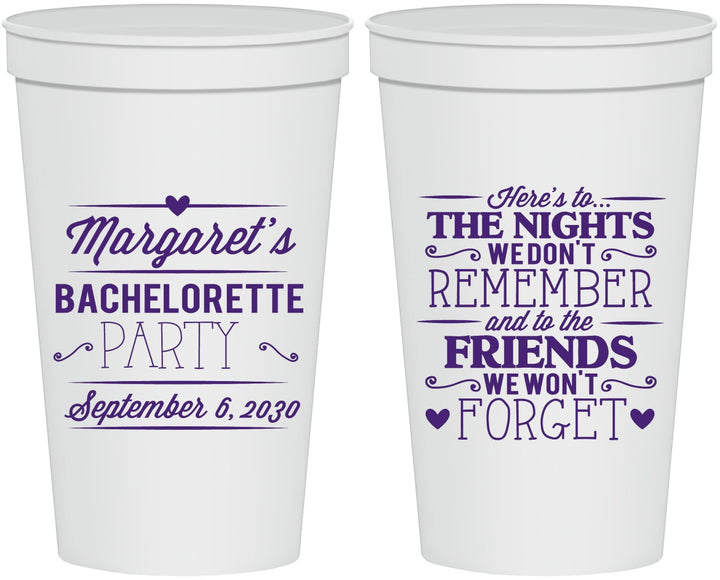 Personalized Bachelorette 22 oz Stadium Cups - Nights Remember | 60034