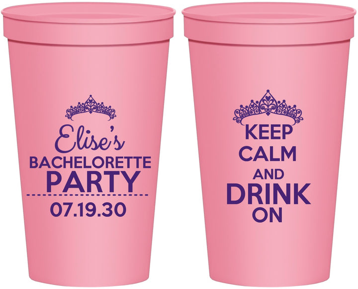 Personalized Bachelorette 22 oz Stadium Cups - Keep Calm Drink On | 60036