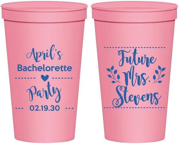 Personalized Bachelorette 22 oz Stadium Cups - Future Mrs | 60037