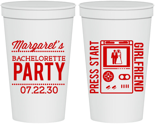 Personalized Bachelorette 22 oz Stadium Cups - Video Games | 60039