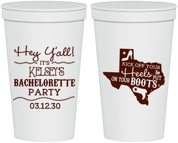 Personalized Bachelorette 22 oz Stadium Cups - Texas Cowgirl | 60041