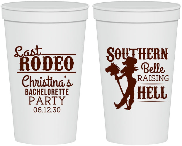 Personalized Bachelorette 22 oz Stadium Cups - Raising Hell Last Rodeo | 60042