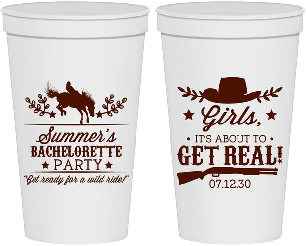 Personalized Bachelorette 22 oz Stadium Cups - Its About To Get Real | 60043