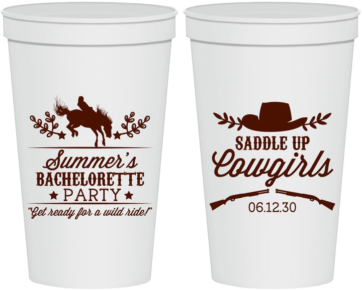 Personalized Bachelorette 22 oz Stadium Cups - Saddle Up Cowgirls | 60045