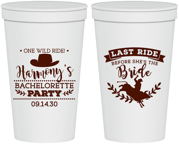 Personalized Bachelorette 22 oz Stadium Cups - Last Ride Before Bride | 60046
