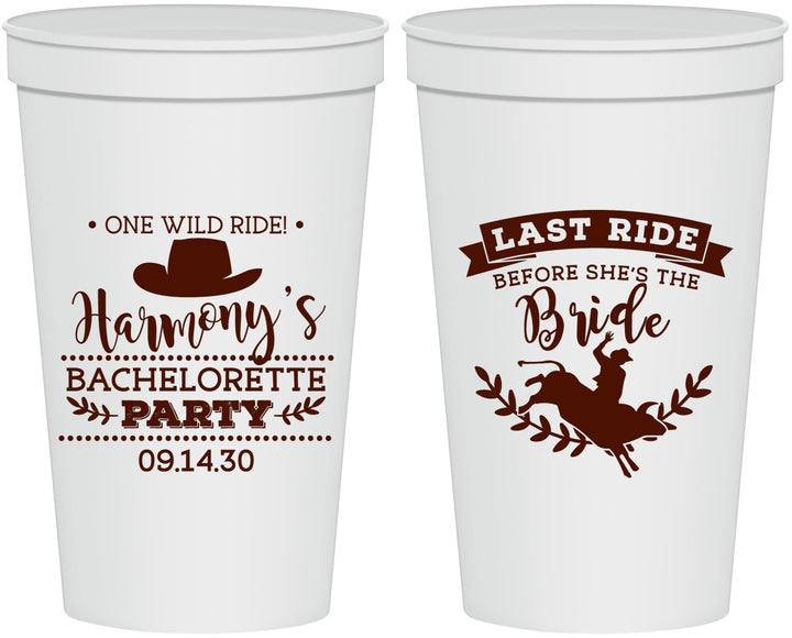 Personalized Bachelorette 22 oz Stadium Cups - Last Ride Before Bride | 60046
