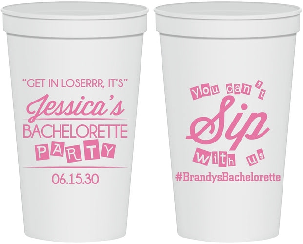 Personalized Bachelorette 22 oz Stadium Cups - Cant Sip With Us | 60050