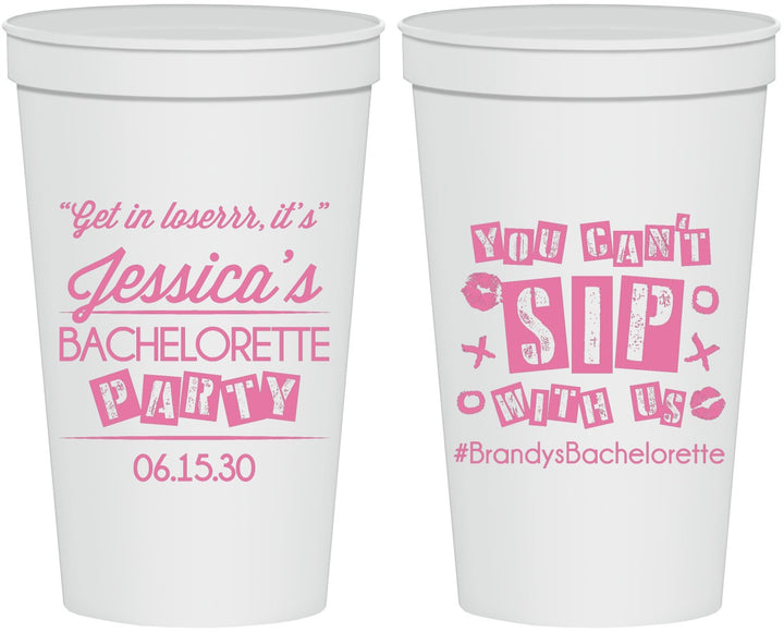 Personalized Bachelorette 22 oz Stadium Cups - Cant Sip With Us | 60051