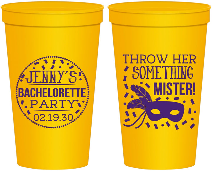 Personalized Bachelorette 22 oz Stadium Cups - Mardi Gras | 60055