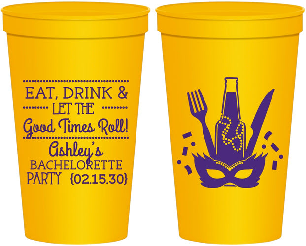 Personalized Bachelorette 22 oz Stadium Cups - Mardi Gras | 60057