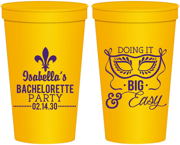 Personalized Bachelorette 22 oz Stadium Cups - Mardi Gras | 60059