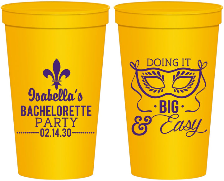 Personalized Bachelorette 22 oz Stadium Cups - Mardi Gras | 60059