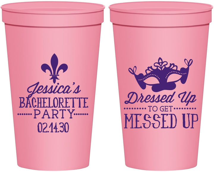 Personalized Bachelorette 22 oz Stadium Cups - Mardi Gras | 60061