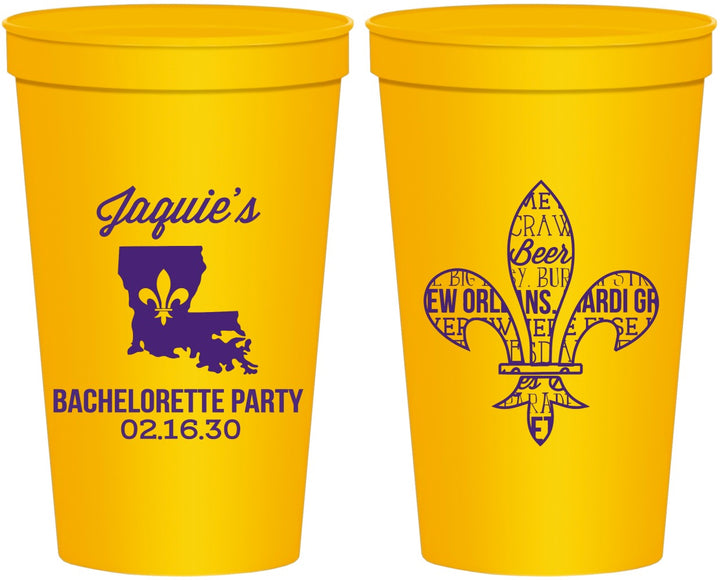 Personalized Bachelorette 22 oz Stadium Cups - Mardi Gras | 60062