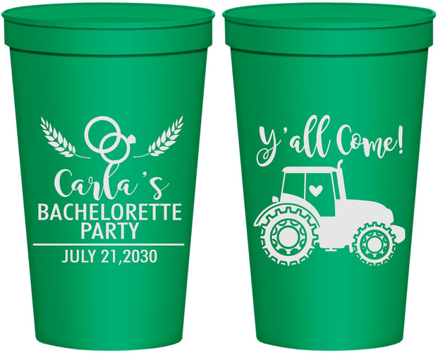Personalized Bachelorette 22 oz Stadium Cups - Tractor Farm | 60070
