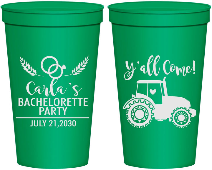 Personalized Bachelorette 22 oz Stadium Cups - Tractor Farm | 60070