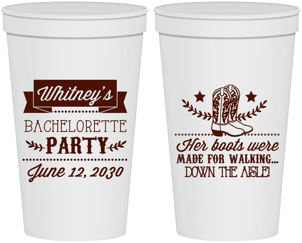 Personalized Bachelorette 22 oz Stadium Cups - Cowgirl Boots | 60072
