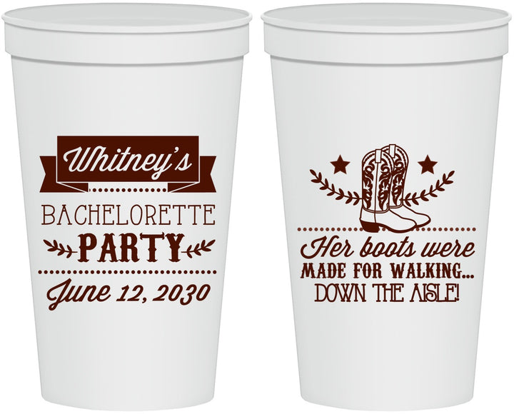 Personalized Bachelorette 22 oz Stadium Cups - Cowgirl Boots | 60072