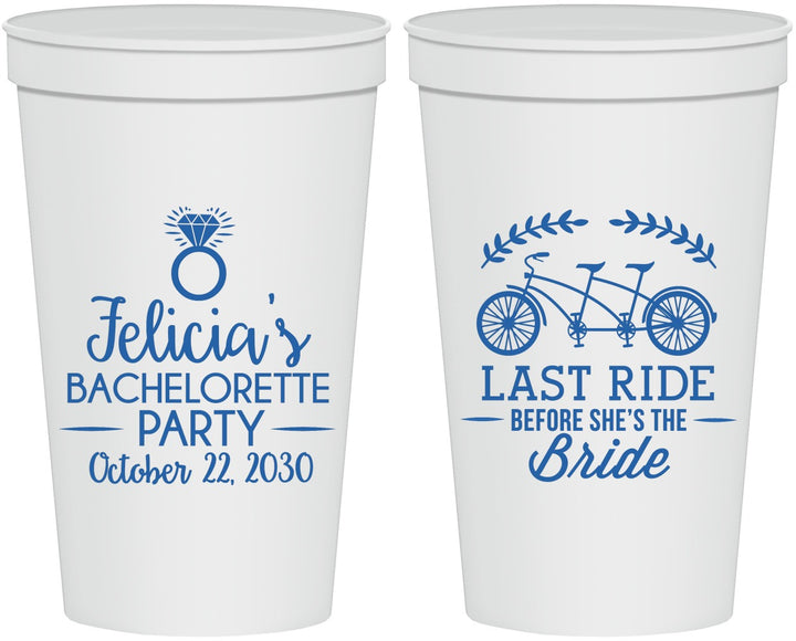 Personalized Bachelorette 22 oz Stadium Cups - Last Ride Before Bride | 60073