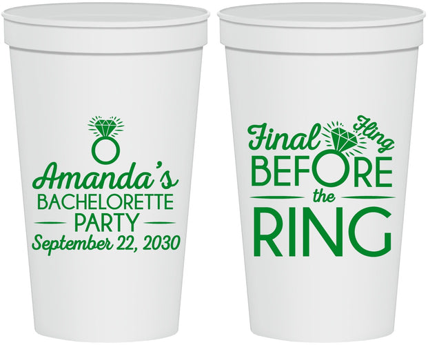 Personalized Bachelorette 22 oz Stadium Cups - Final Fling Before The Ring | 60074