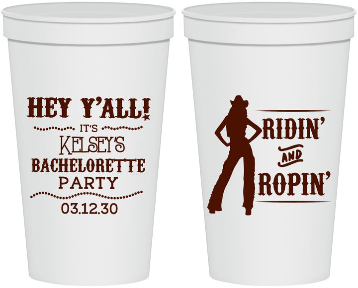 Personalized Bachelorette 22 oz Stadium Cups - Ridin And Ropin | 60078