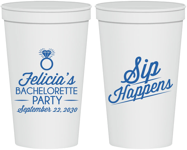 Personalized Bachelorette 22 oz Stadium Cups - Sip Happens | 60081