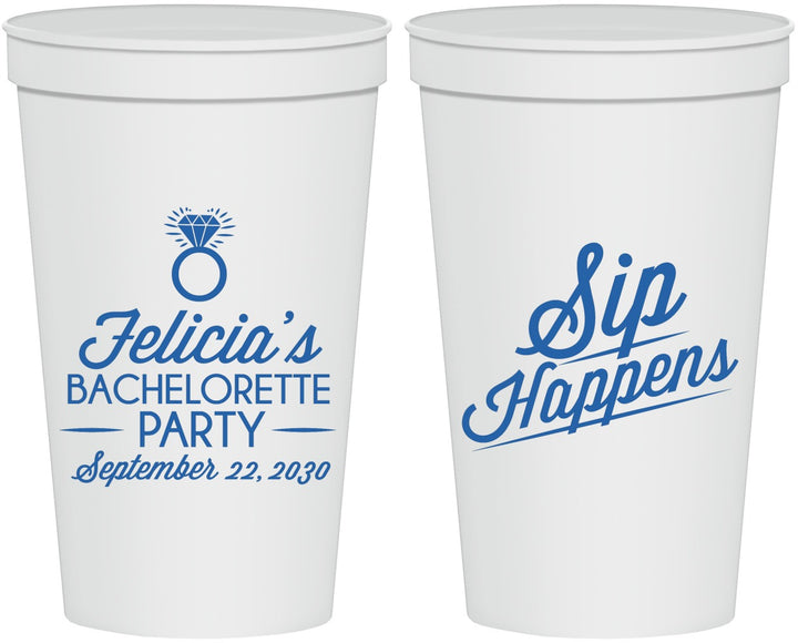Personalized Bachelorette 22 oz Stadium Cups - Sip Happens | 60081