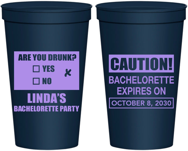 Personalized Bachelorette 22 oz Stadium Cups - Caution | 60082
