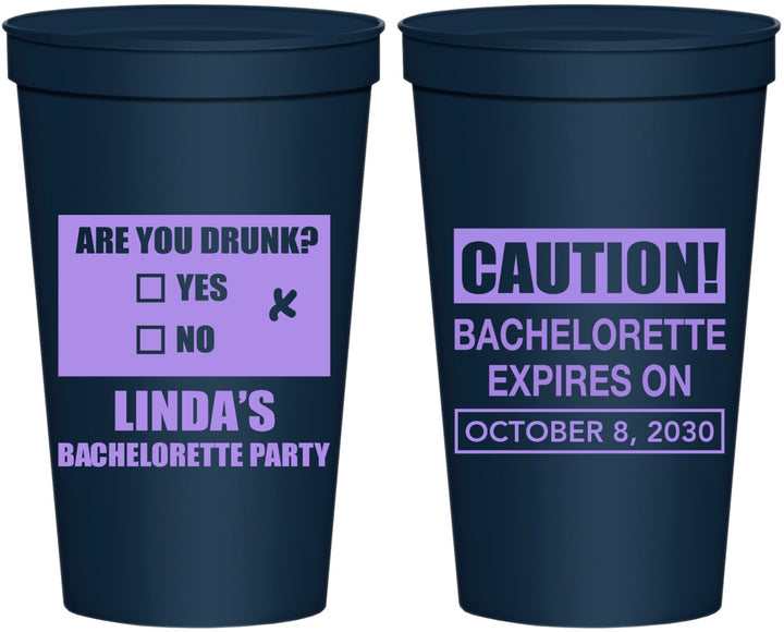 Personalized Bachelorette 22 oz Stadium Cups - Caution | 60082