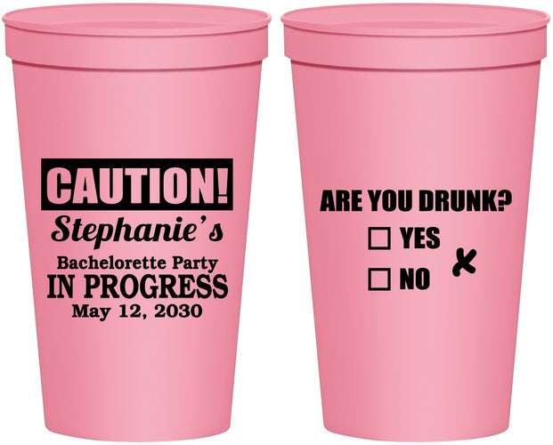 Personalized Bachelorette 22 oz Stadium Cups - Drunk Yes Or No | 60083