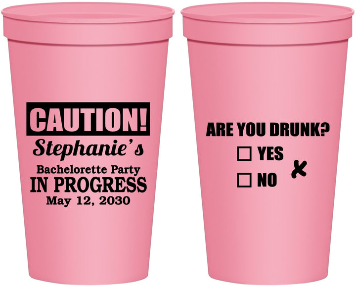 Personalized Bachelorette 22 oz Stadium Cups - Drunk Yes Or No | 60083