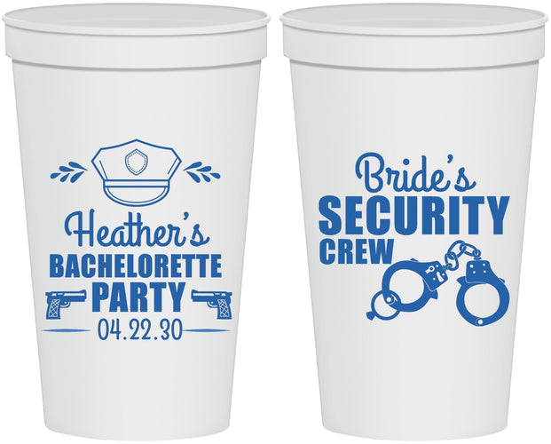 Personalized Bachelorette 22 oz Stadium Cups - Police Security Crew | 60091