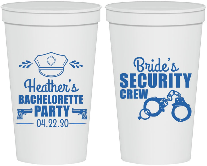 Personalized Bachelorette 22 oz Stadium Cups - Police Security Crew | 60091