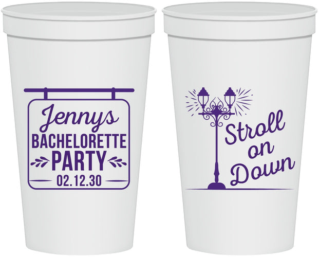 Personalized Bachelorette 22 oz Stadium Cups - Stroll On Down | 60092