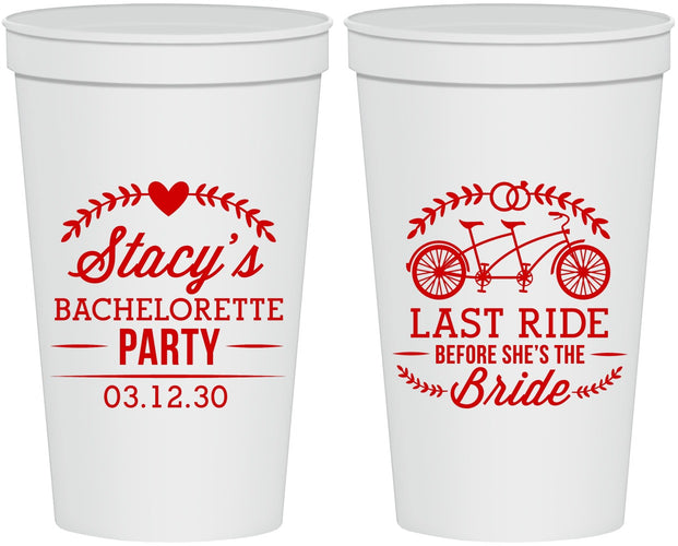 Personalized Bachelorette 22 oz Stadium Cups - Last Ride Before Bride | 60093