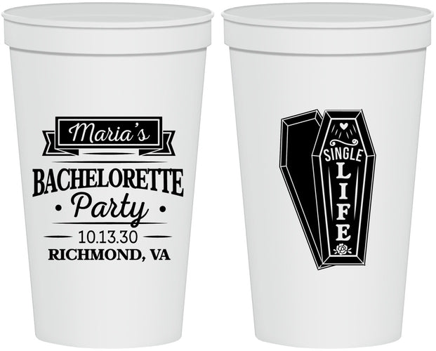 Personalized Bachelorette 22 oz Stadium Cups - Rip Single Life | 60095