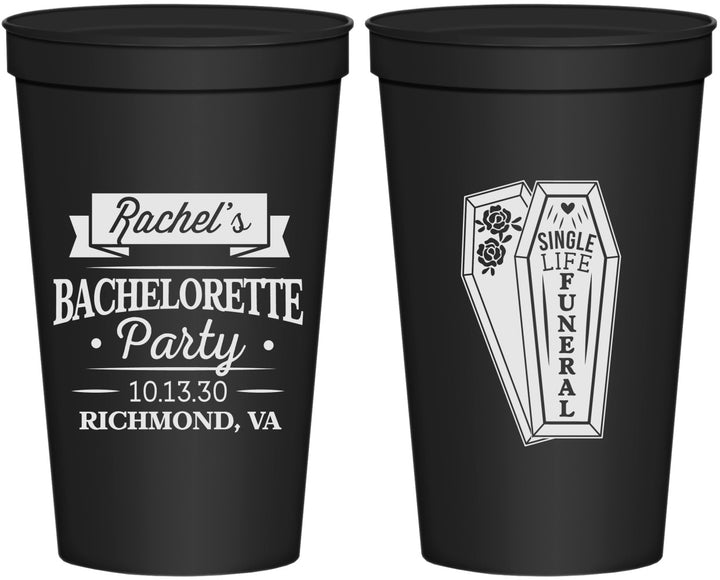 Personalized Bachelorette 22 oz Stadium Cups - Rip Single Life | 60096