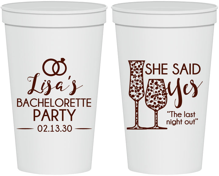 Personalized Bachelorette 22 oz Stadium Cups - The Last Night Out | 60097