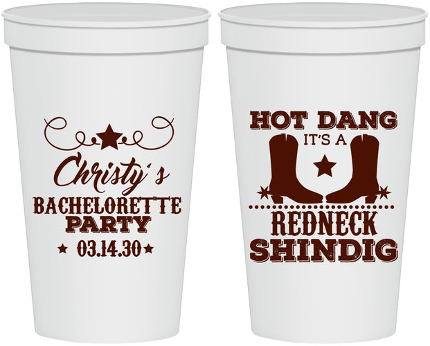 Personalized Bachelorette 22 oz Stadium Cups - Redneck Shindig | 60100