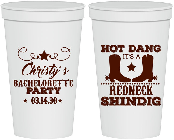 Personalized Bachelorette 22 oz Stadium Cups - Redneck Shindig | 60100