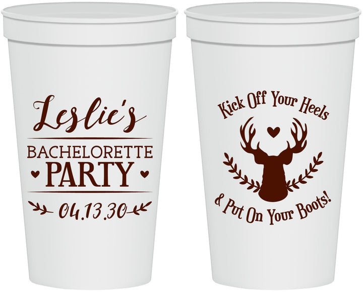 Personalized Bachelorette 22 oz Stadium Cups - Deer Heels Boots | 60102