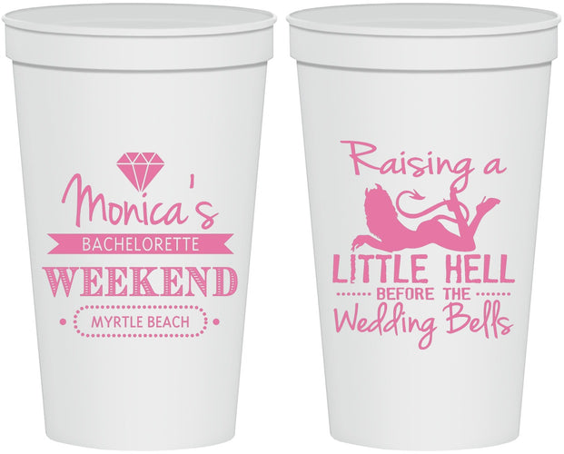 Personalized Bachelorette 22 oz Stadium Cups - Raising A Little Hell | 60103
