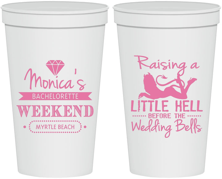 Personalized Bachelorette 22 oz Stadium Cups - Raising A Little Hell | 60103
