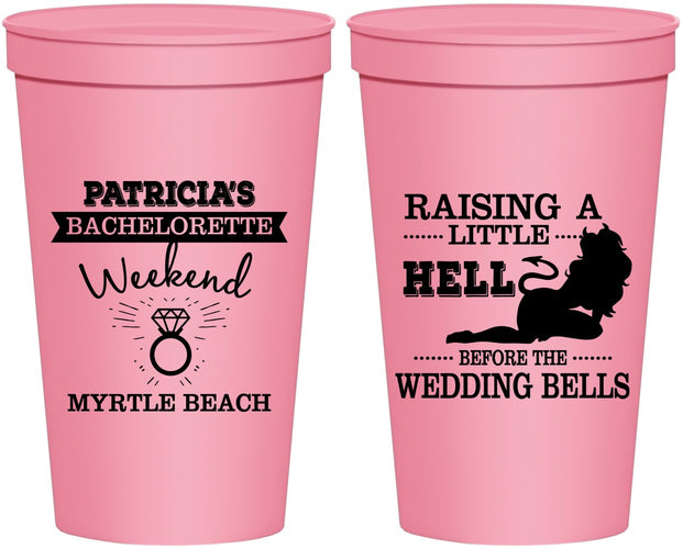 Personalized Bachelorette 22 oz Stadium Cups - Raising A Little Hell | 60104