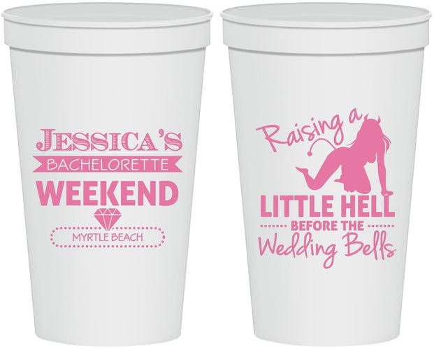 Personalized Bachelorette 22 oz Stadium Cups - Raising A Little Hell | 60105