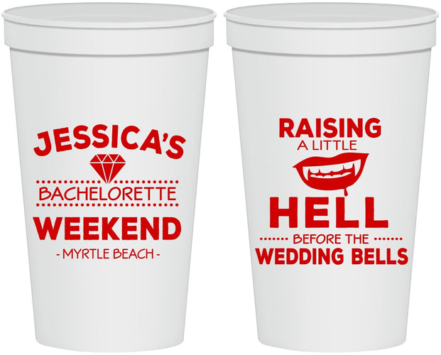 Personalized Bachelorette 22 oz Stadium Cups - Raising A Little Hell | 60106