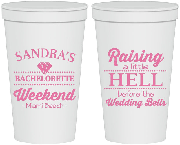 Personalized Bachelorette 22 oz Stadium Cups - Raising A Little Hell | 60108