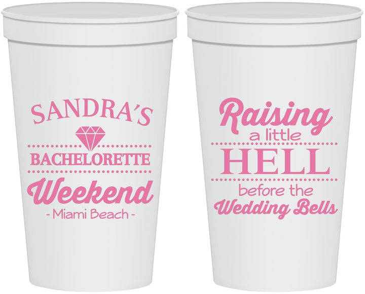 Personalized Bachelorette 22 oz Stadium Cups - Raising A Little Hell | 60108