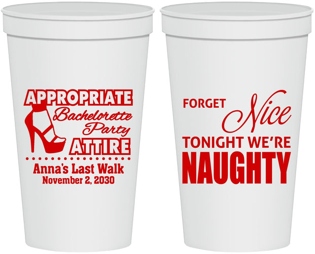 Personalized Bachelorette 22 oz Stadium Cups - Nice Tonight Naughty | 60112