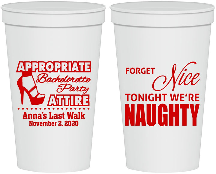 Personalized Bachelorette 22 oz Stadium Cups - Nice Tonight Naughty | 60112